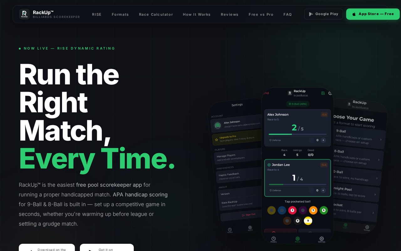 RackUpPool.com marketing website